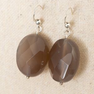 Mine Finds by Jay King DTR neutral natural agate drop sterling silver earring
